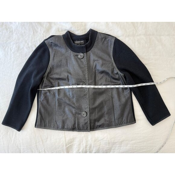 Jones New York Navy Leather/Knit Swing Coat, Large - Picture 5 of 6